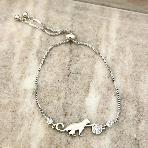 925 Sterling Silver Cat Bracelet Tennis Bracelet Cat Jewelry Cat Lover Gift - Picture 1 of 3